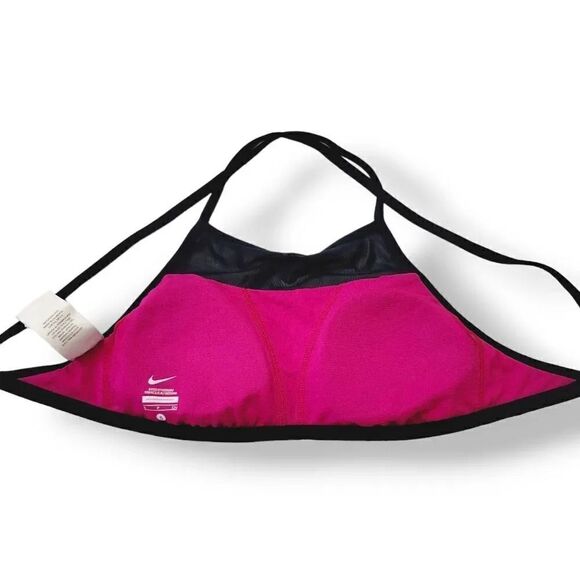 Nike Electrify Sport High-Neck Bikini Swim Top in Fuschia Stripe Size Small - Picture 7 of 12